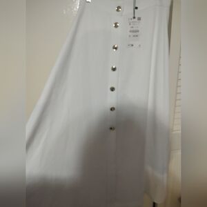 Zara White Skirt with Gold Buttons